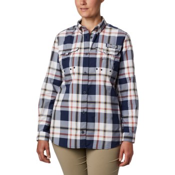 Columbia PFG Super Bahama Long Sleeve, Camisa Azul Marino Para Mujer | 086513-BYQ